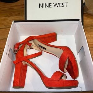 EUC Nine West Red heels with thick wedge